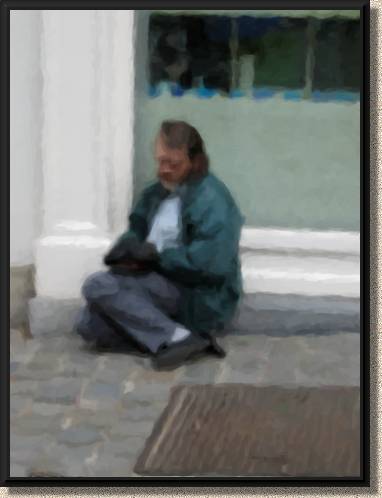 Homeless Man by Pat Herman, Digitally modified by Shirley Harshenin